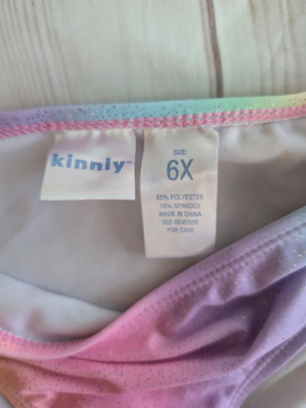 Kinnly girls Swim bikini bottoms rainbow pastel size 6X sparkle swimming beach